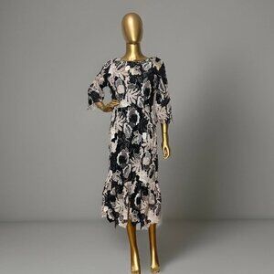 Tracy Reese, Black Label for Anthropologie Floral Lace Overlay Midi Dress 6
